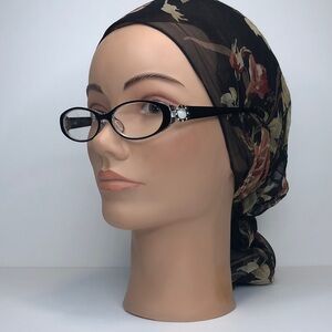 Foster Grant Oval Readers/Cheaters/Eyeglasses +1.25;  Black w-pearl embellishmt